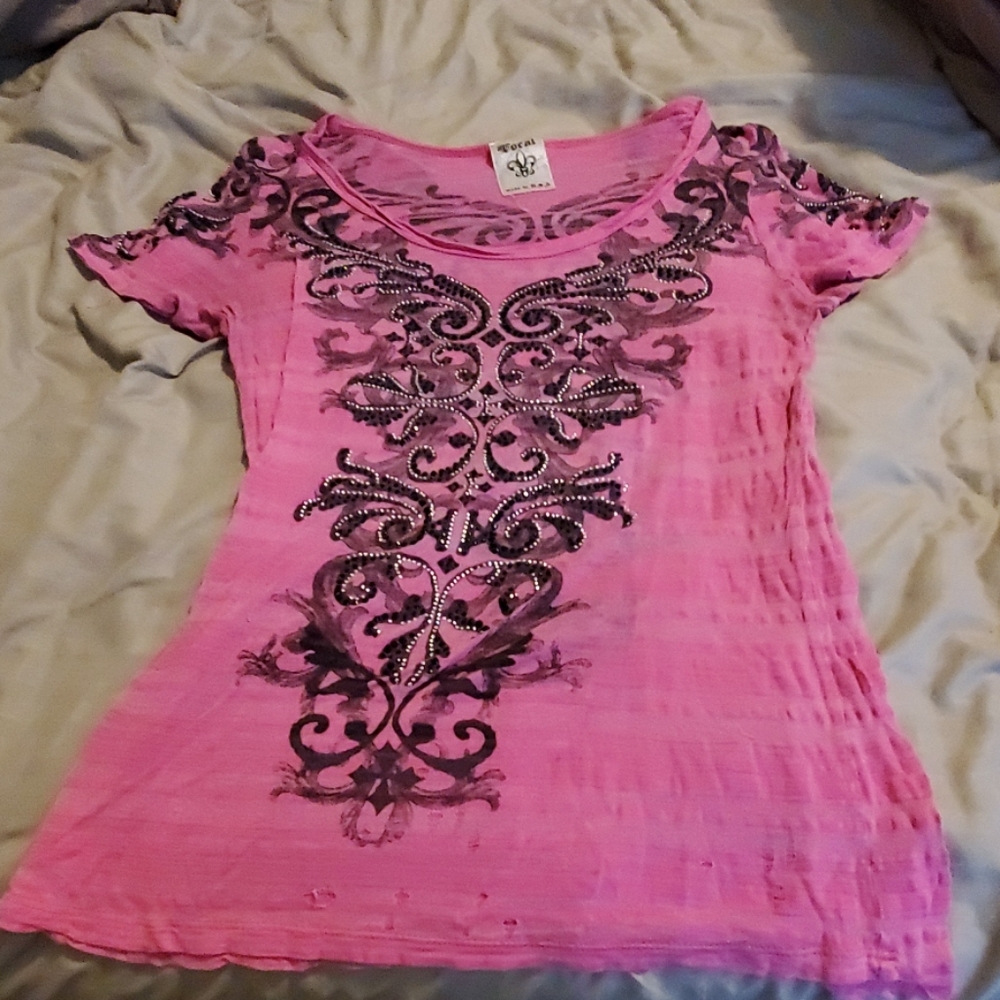 Pink and black top